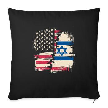 Israel America Flag - Throw Pillow Cover 17.5” x 17.5” - black - Front