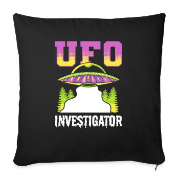UFO Investigator UFO Alien - Throw Pillow Cover 17.5” x 17.5” - black - Front