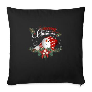 Merry Christmas snowman - Throw Pillow Cover 17.5” x 17.5” - black - Front