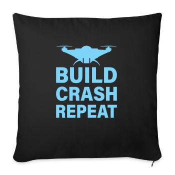 Build Crash Repeat - Throw Pillow Cover 17.5” x 17.5” - black - Front