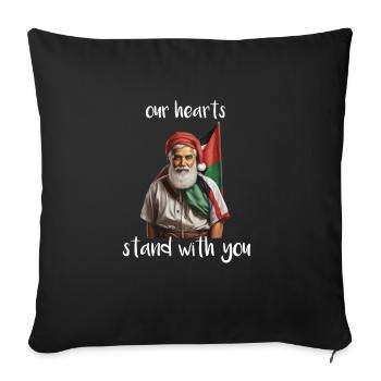 Santa Stands with Palestine:Holiday Solidarity Tee - Throw Pillow Cover 17.5” x 17.5” - black - Front