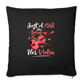 Just A Girl Who Loves Her Violin Violinist Orchest - Throw Pillow Cover 17.5” x 17.5” - black - Front