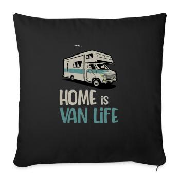 Home Is Vanlife Travelers Motorhome - Throw Pillow Cover 17.5” x 17.5” - black - Front