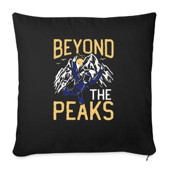 Beyond The Peaks Skydiving Parachuting - Throw Pillow Cover 17.5” x 17.5” - black - Front
