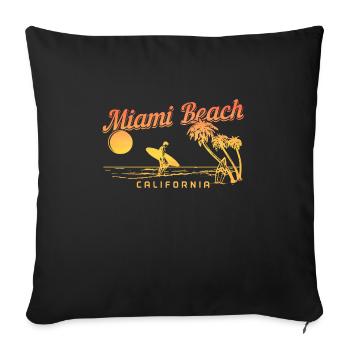 Miami Beach Florida - Throw Pillow Cover 17.5” x 17.5” - black - Front