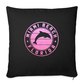 Miami Beach Florida - Throw Pillow Cover 17.5” x 17.5” - black - Front