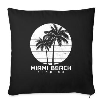 Miami Beach Florida - Throw Pillow Cover 17.5” x 17.5” - black - Front