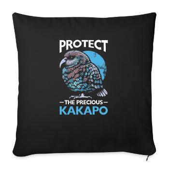 Endangered Species Kakapo Animal Rights Activist - Throw Pillow Cover 17.5” x 17.5” - black - Front