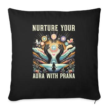 Pranic Healing Prana Energy Healing Meditation - Throw Pillow Cover 17.5” x 17.5” - black - Front