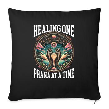 Pranic Healing Prana Energy Healing Meditation - Throw Pillow Cover 17.5” x 17.5” - black - Front