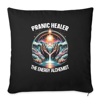 Pranic Healing Prana Energy Healing Meditation - Throw Pillow Cover 17.5” x 17.5” - black - Front