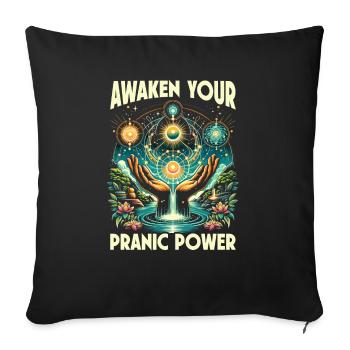 Pranic Healing Prana Energy Healing Meditation - Throw Pillow Cover 17.5” x 17.5” - black - Front