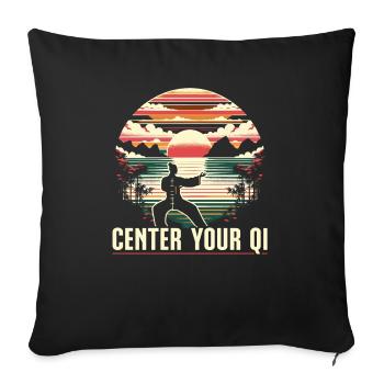 Qigong Pose Meditate Chinese Medicine Meditation - Throw Pillow Cover 17.5” x 17.5” - black - Front
