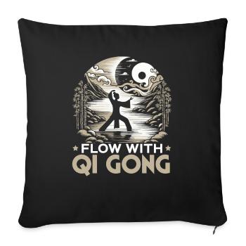 Qigong Pose Meditate Chinese Medicine Meditation - Throw Pillow Cover 17.5” x 17.5” - black - Front
