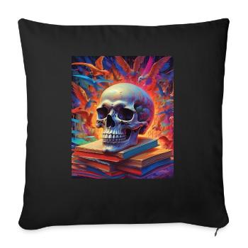 skull - Throw Pillow Cover 17.5” x 17.5” - black - Front
