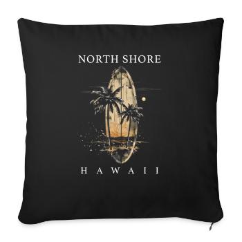 North Shore Hawaii Surfer Vintage Surf - Throw Pillow Cover 17.5” x 17.5” - black - Front