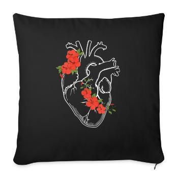 Blooming Heart: Growing Love - Throw Pillow Cover 17.5” x 17.5” - black - Front