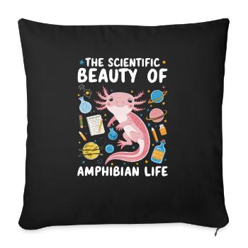 Axolotl Science Teacher Mexican Salamander - Throw Pillow Cover 17.5” x 17.5” - black - Front