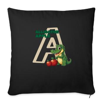 Alligator Apple Cute - Throw Pillow Cover 17.5” x 17.5” - black - Front