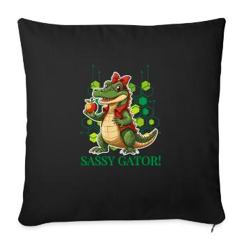 Alligator Apple Cute - Throw Pillow Cover 17.5” x 17.5” - black - Front