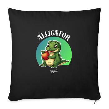 Alligator Apple Cute - Throw Pillow Cover 17.5” x 17.5” - black - Front