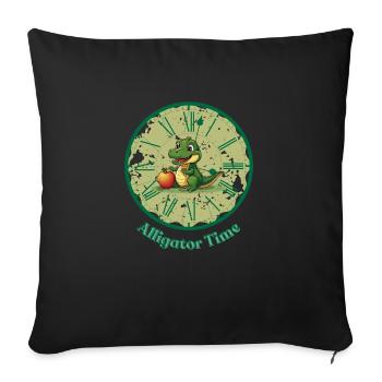 Alligator Apple Cute - Throw Pillow Cover 17.5” x 17.5” - black - Front