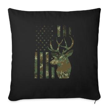 Camo Christmas Trees For Men Dreaming Of Camo - Throw Pillow Cover 17.5” x 17.5” - black - Front