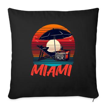 Miami beach retro sunset - Throw Pillow Cover 17.5” x 17.5” - black - Front