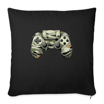 Halloween Zombie Game Controllers Mummy - Throw Pillow Cover 17.5” x 17.5” - black - Front