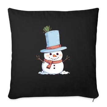 Snowman Design - Throw Pillow Cover 17.5” x 17.5” - black - Front