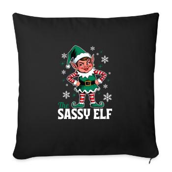The Sassy Elf Funny Christmas - Throw Pillow Cover 17.5” x 17.5” - black - Front