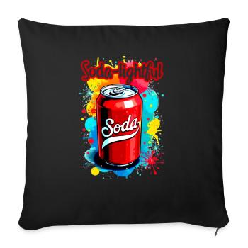 Soda Lightful: Funny Cream and Crush Soda Design - Throw Pillow Cover 17.5” x 17.5” - black - Front