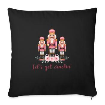 Let's Get Crackin, Merry Christmas, Christmas Retr - Throw Pillow Cover 17.5” x 17.5” - black - Front