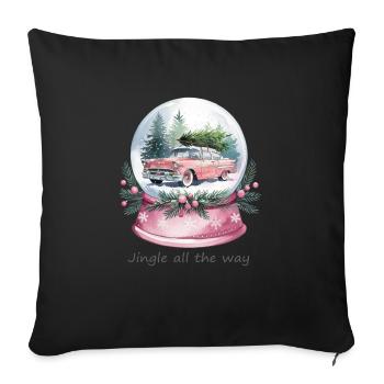Snow Christmas, Christmas Retro, Merry Christmas - Throw Pillow Cover 17.5” x 17.5” - black - Front