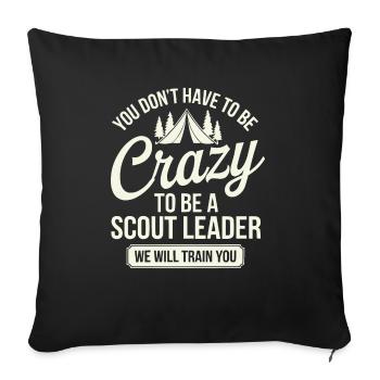 Scout Leader Scouting Campfire Camping Tent - Throw Pillow Cover 17.5” x 17.5” - black - Front