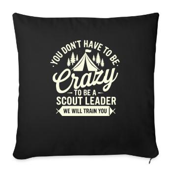 Scout Leader Scouting Campfire Camping Tent - Throw Pillow Cover 17.5” x 17.5” - black - Front