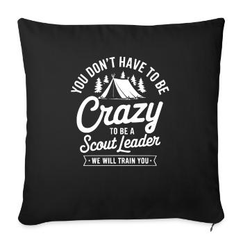 Scout Leader Scouting Campfire Camping Tent - Throw Pillow Cover 17.5” x 17.5” - black - Front
