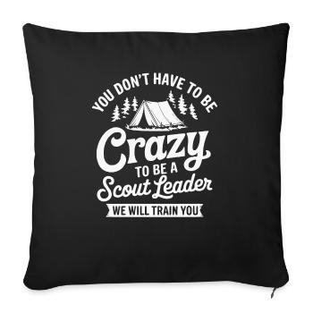 Scout Leader Scouting Campfire Camping Tent - Throw Pillow Cover 17.5” x 17.5” - black - Front