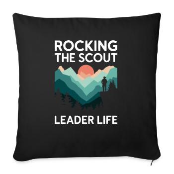 Scout Leader Scouting Campfire Camping Tent - Throw Pillow Cover 17.5” x 17.5” - black - Front