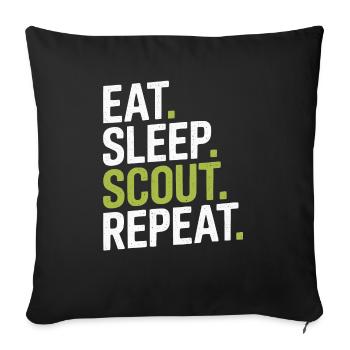 Scout Leader Scouting Campfire Camping Tent - Throw Pillow Cover 17.5” x 17.5” - black - Front