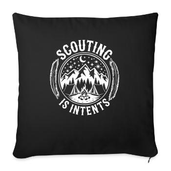 Scout Leader Scouting Campfire Camping Tent - Throw Pillow Cover 17.5” x 17.5” - black - Front