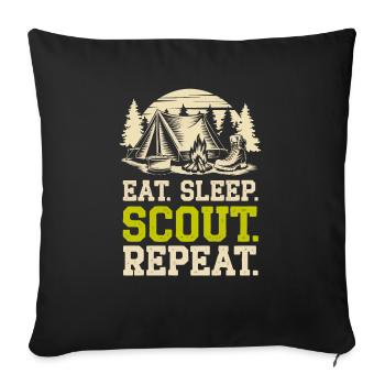 Scout Leader Scouting Campfire Camping Tent - Throw Pillow Cover 17.5” x 17.5” - black - Front
