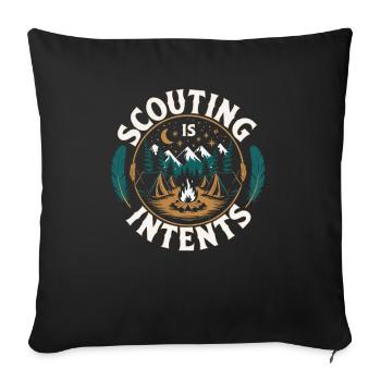 Scout Leader Scouting Campfire Camping Tent - Throw Pillow Cover 17.5” x 17.5” - black - Front