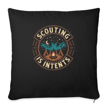 Scout Leader Scouting Campfire Camping Tent - Throw Pillow Cover 17.5” x 17.5” - black - Front