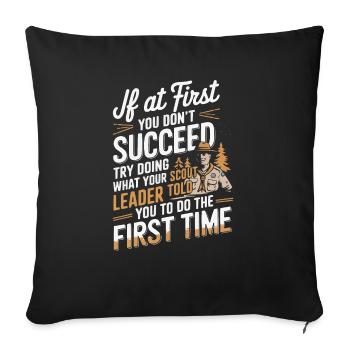 Scout Leader Scouting Campfire Camping Tent - Throw Pillow Cover 17.5” x 17.5” - black - Front