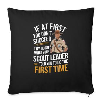 Scout Leader Scouting Campfire Camping Tent - Throw Pillow Cover 17.5” x 17.5” - black - Front