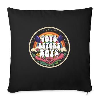 Inappropriate Embarrassing Toys Before Boys - Throw Pillow Cover 17.5” x 17.5” - black - Front
