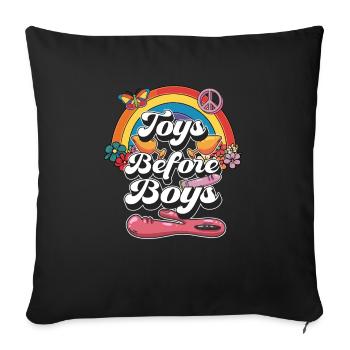 Inappropriate Embarrassing Toys Before Boys - Throw Pillow Cover 17.5” x 17.5” - black - Front