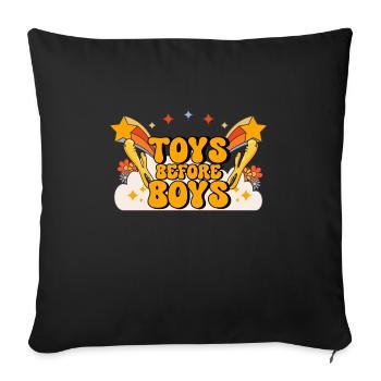 Inappropriate Embarrassing Toys Before Boys - Throw Pillow Cover 17.5” x 17.5” - black - Front