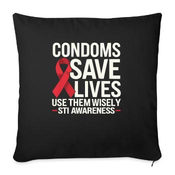 STI Awareness Sexually Transmitted Infections - Throw Pillow Cover 17.5” x 17.5” - black - Front